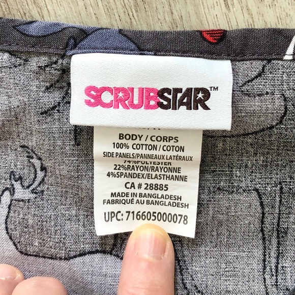 Scrub Star, Womens Scrub Tops, Set of 2, Unicorns & Bear Pattern, Both Sized XS - Picture 14 of 15